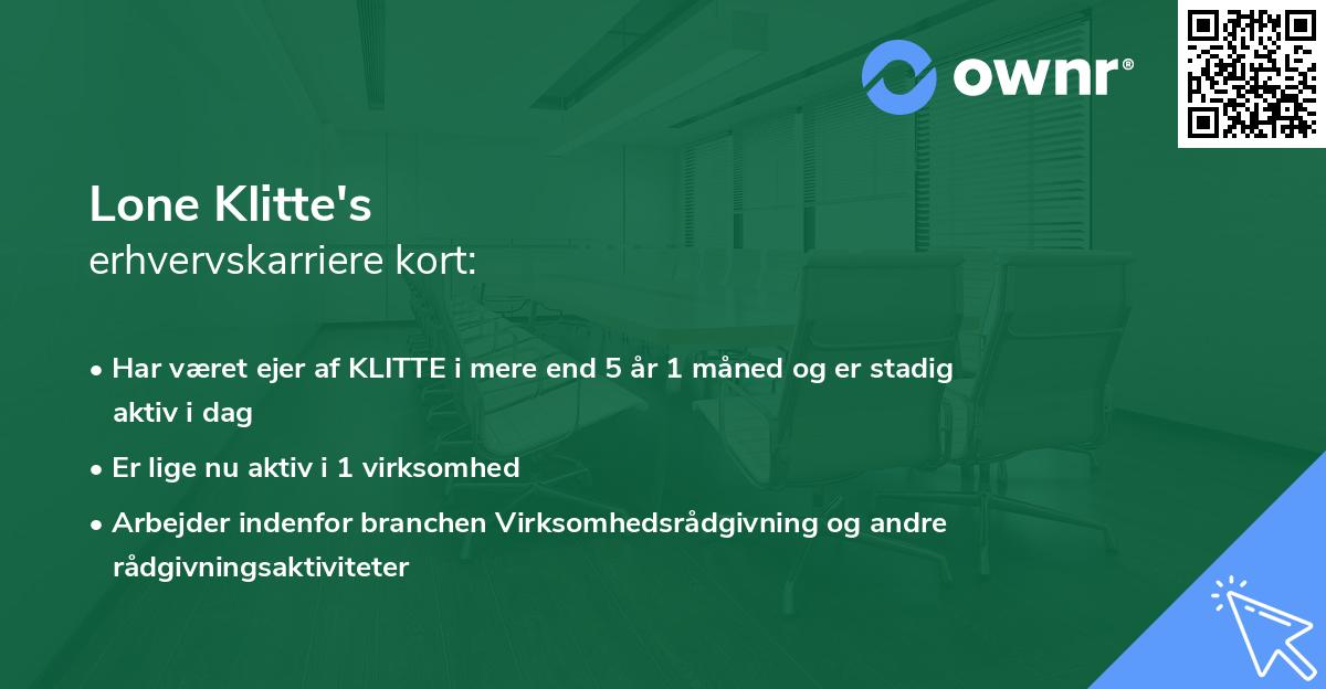 Lone Klitte's erhvervskarriere kort