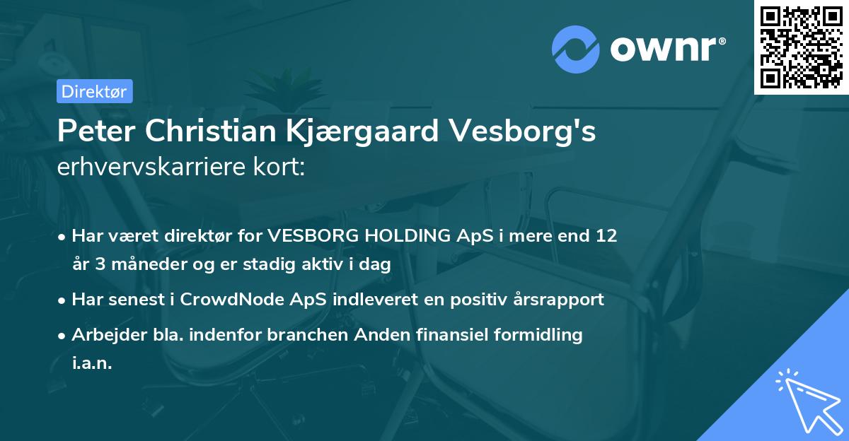 Peter Christian Kjærgaard Vesborg's erhvervskarriere kort