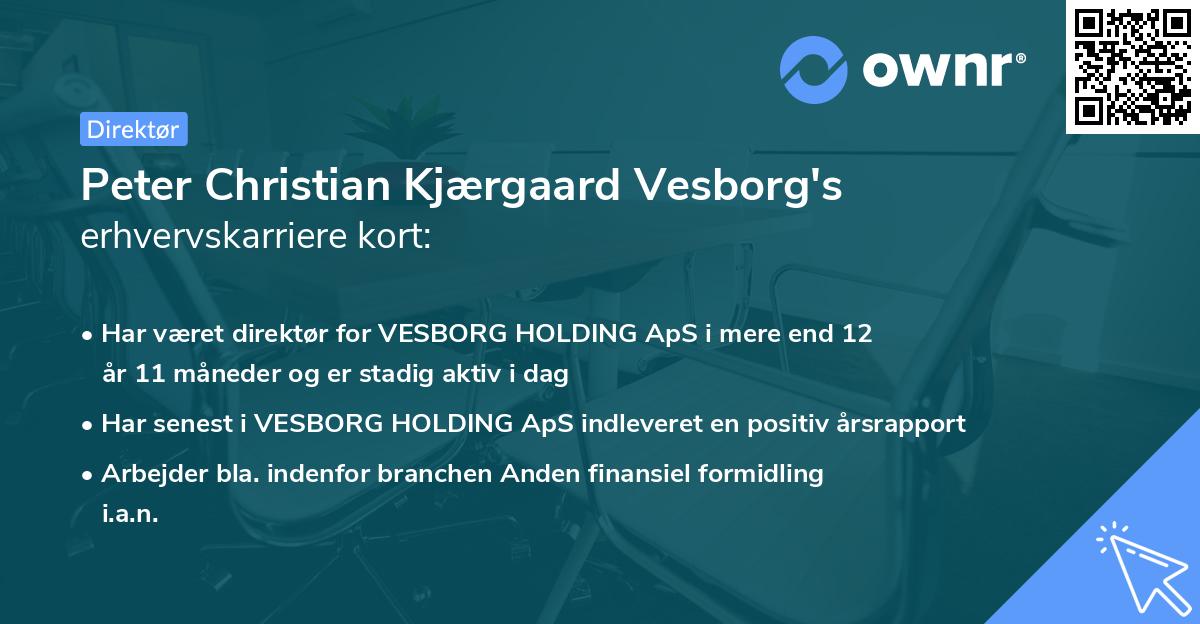 Peter Christian Kjærgaard Vesborg's erhvervskarriere kort