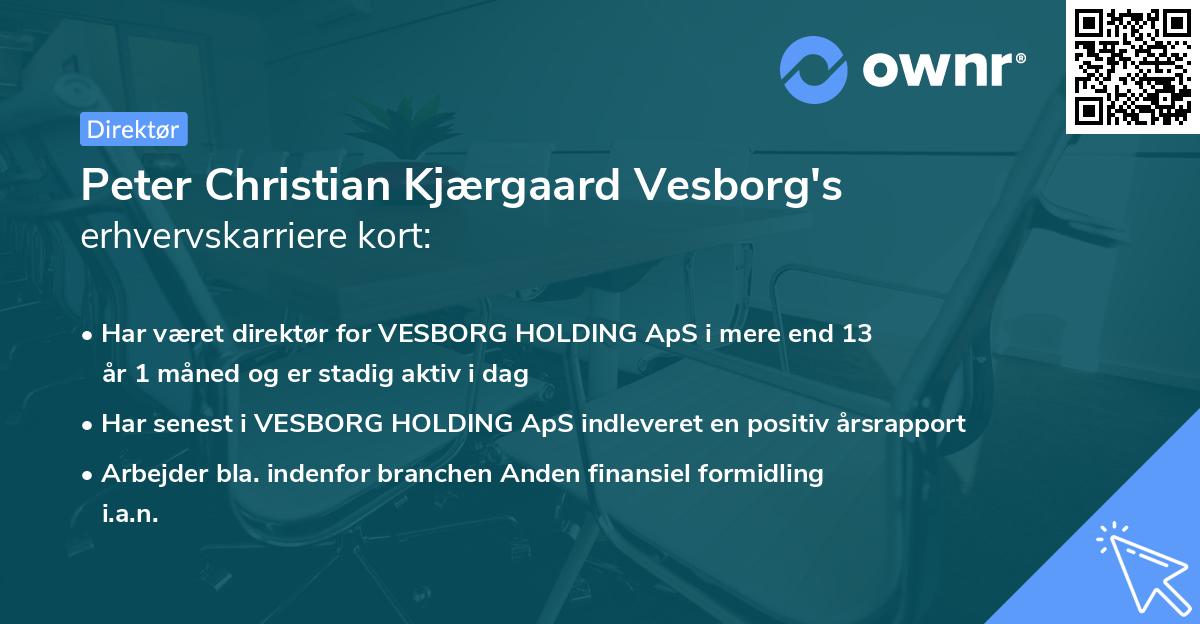 Peter Christian Kjærgaard Vesborg's erhvervskarriere kort