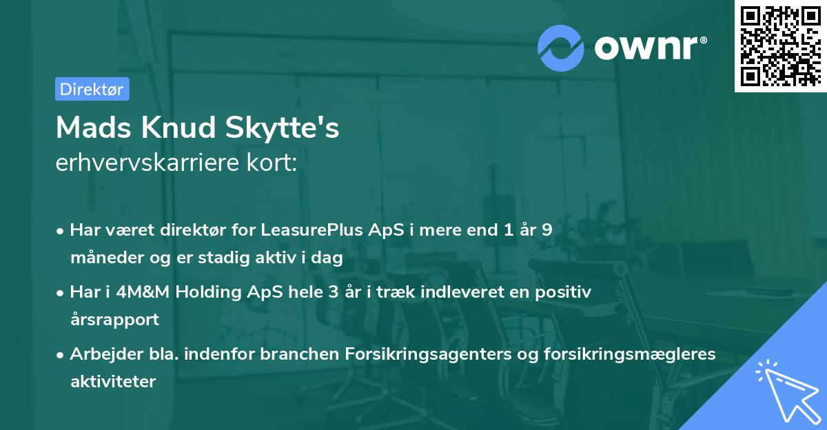 Mads Knud Skytte's erhvervskarriere kort