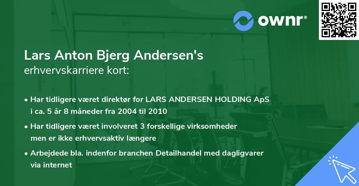 Lars Anton Bjerg Andersen's erhvervskarriere kort