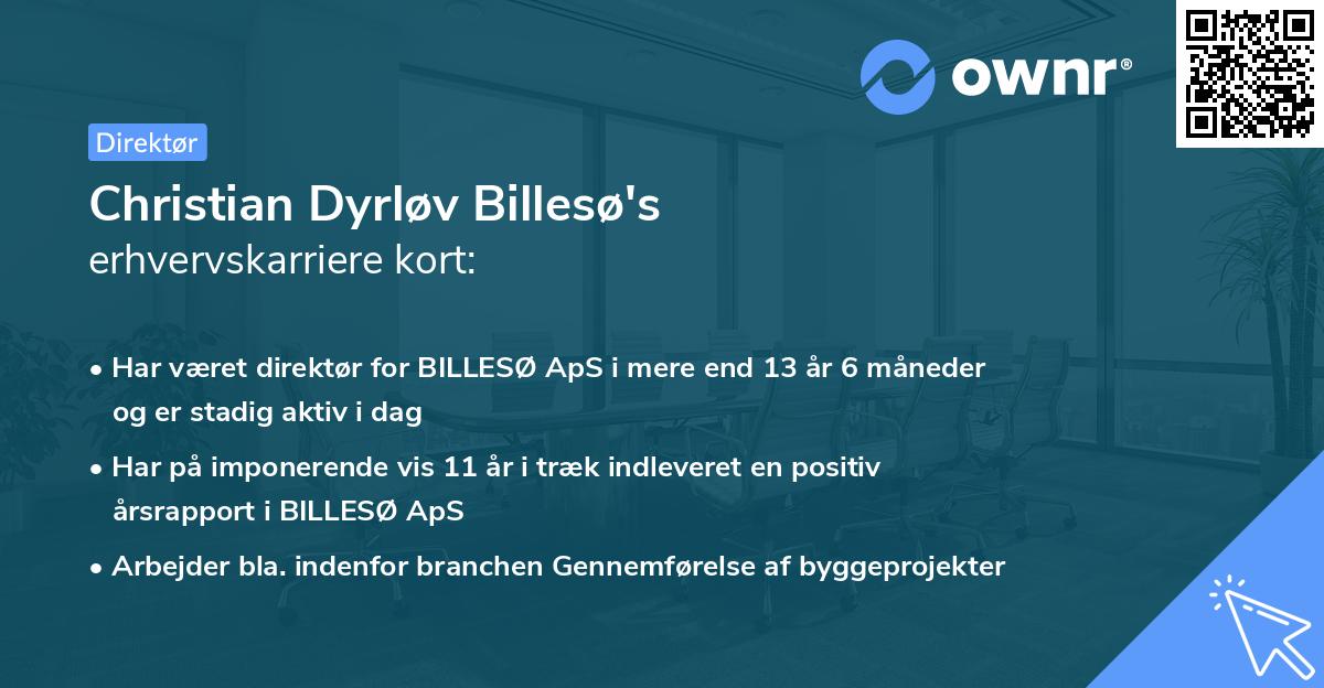 Christian Dyrløv Billesø's erhvervskarriere kort