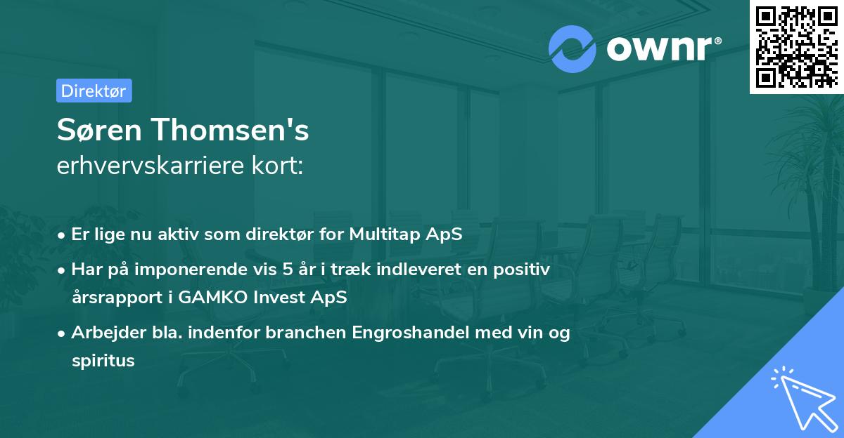 Søren Thomsen's erhvervskarriere kort