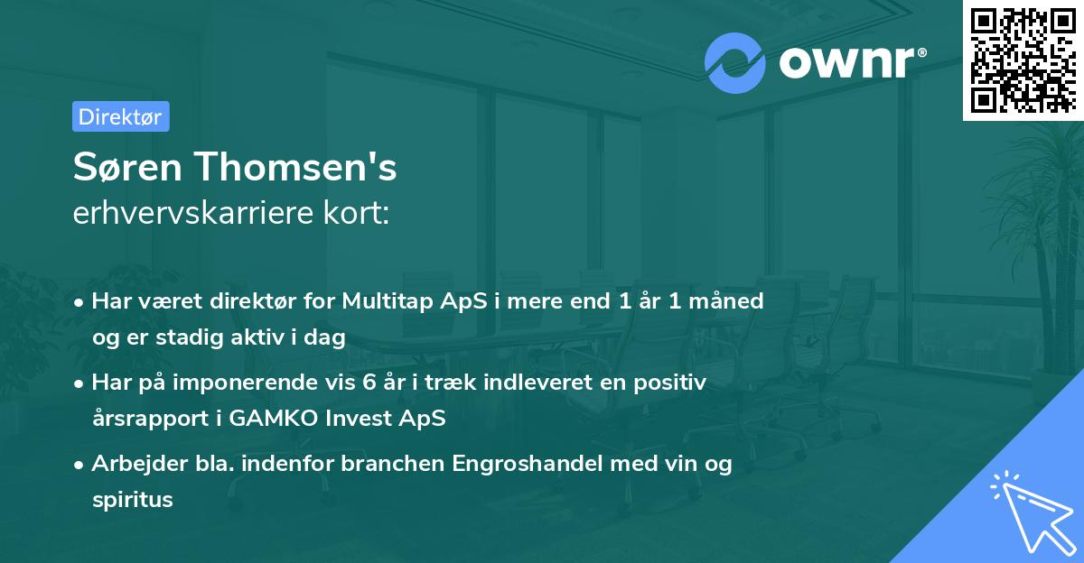 Søren Thomsen's erhvervskarriere kort