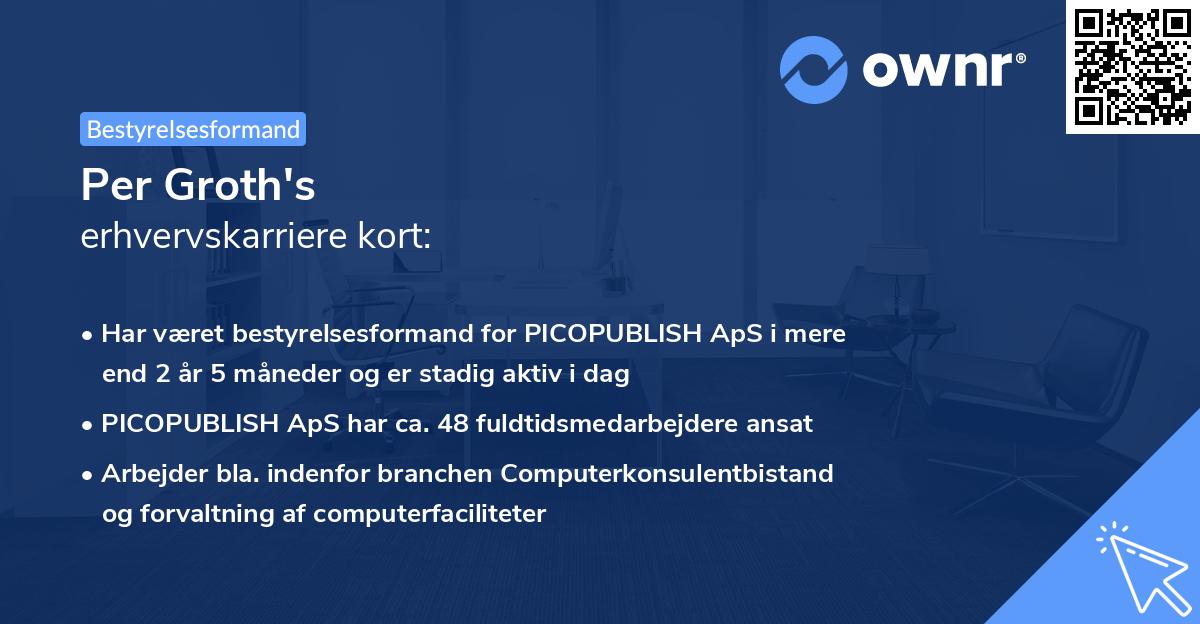 Per Groth's erhvervskarriere kort