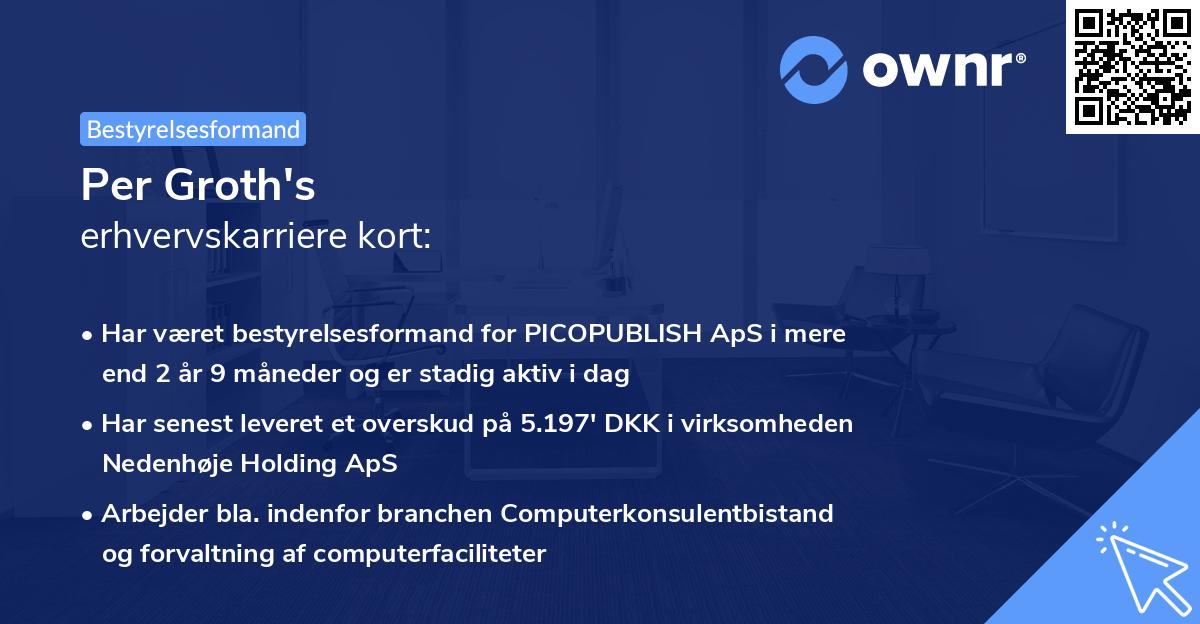 Per Groth's erhvervskarriere kort