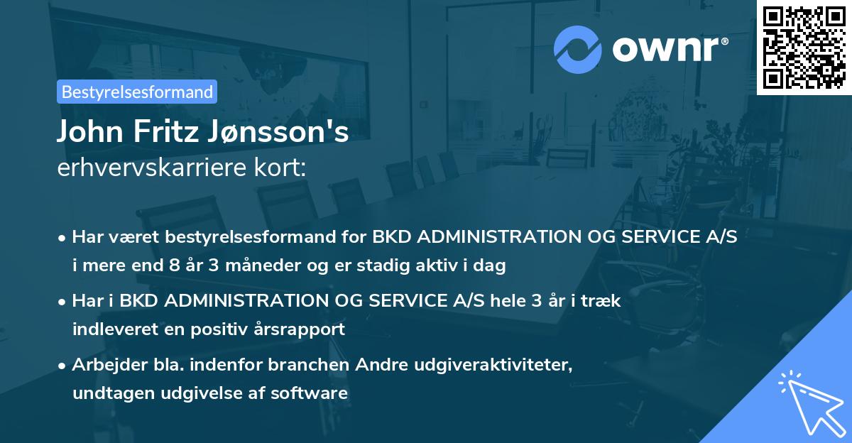 John Fritz Jønsson's erhvervskarriere kort