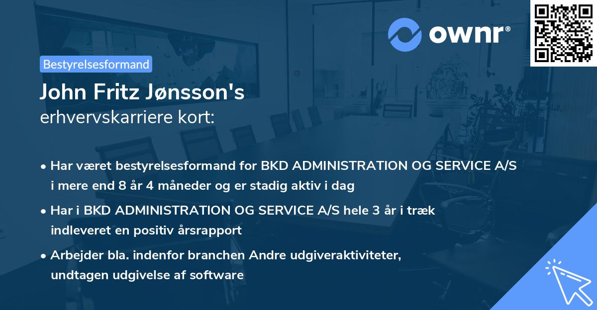 John Fritz Jønsson's erhvervskarriere kort