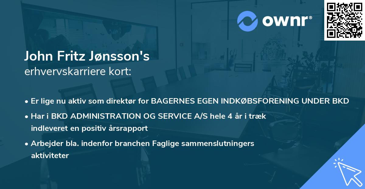 John Fritz Jønsson's erhvervskarriere kort