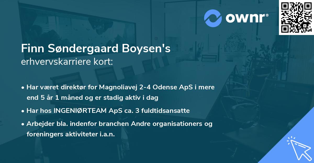 Finn Søndergaard Boysen's erhvervskarriere kort