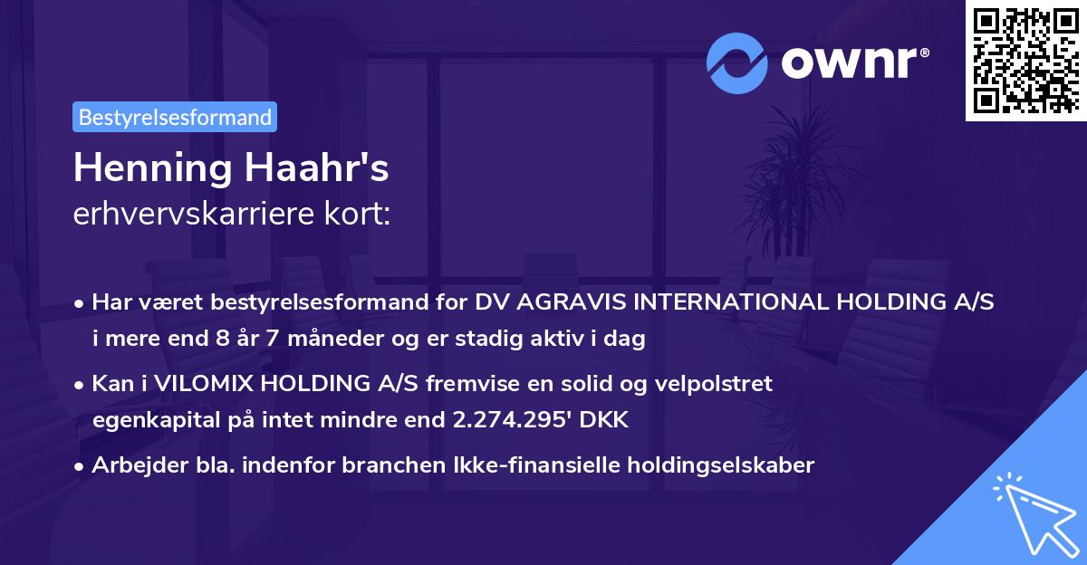 Henning Haahr's erhvervskarriere kort
