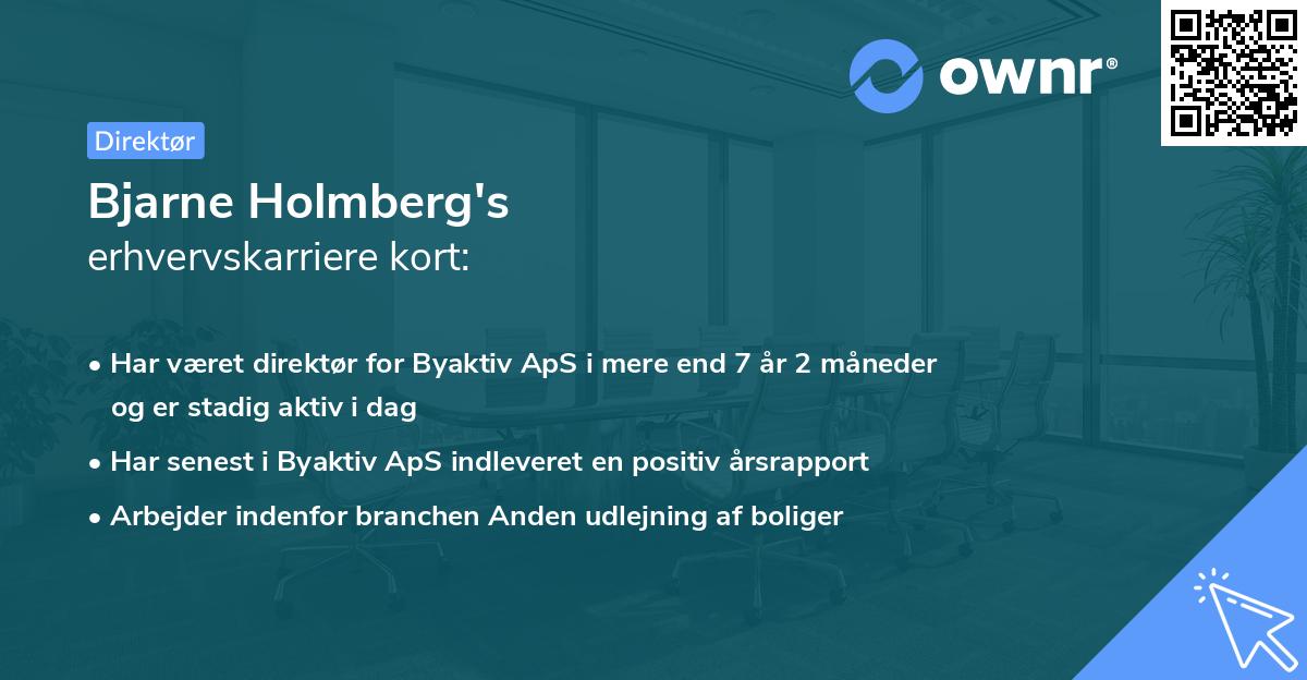 Bjarne Holmberg's erhvervskarriere kort