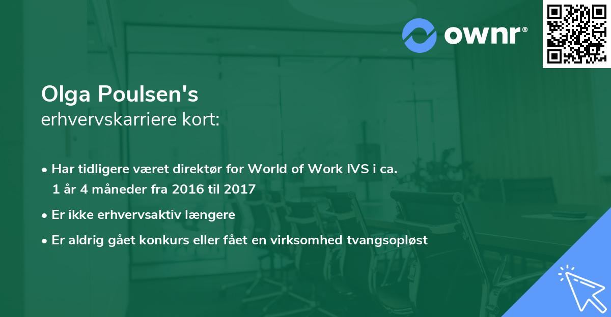 Olga Poulsen's erhvervskarriere kort