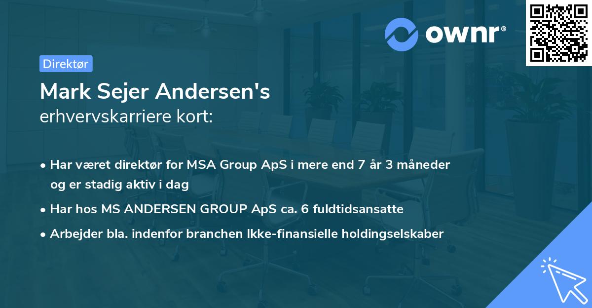 Mark Sejer Andersen's erhvervskarriere kort