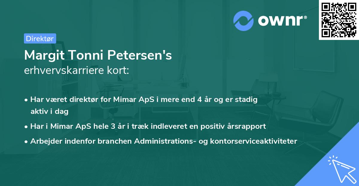 Margit Tonni Petersen's erhvervskarriere kort