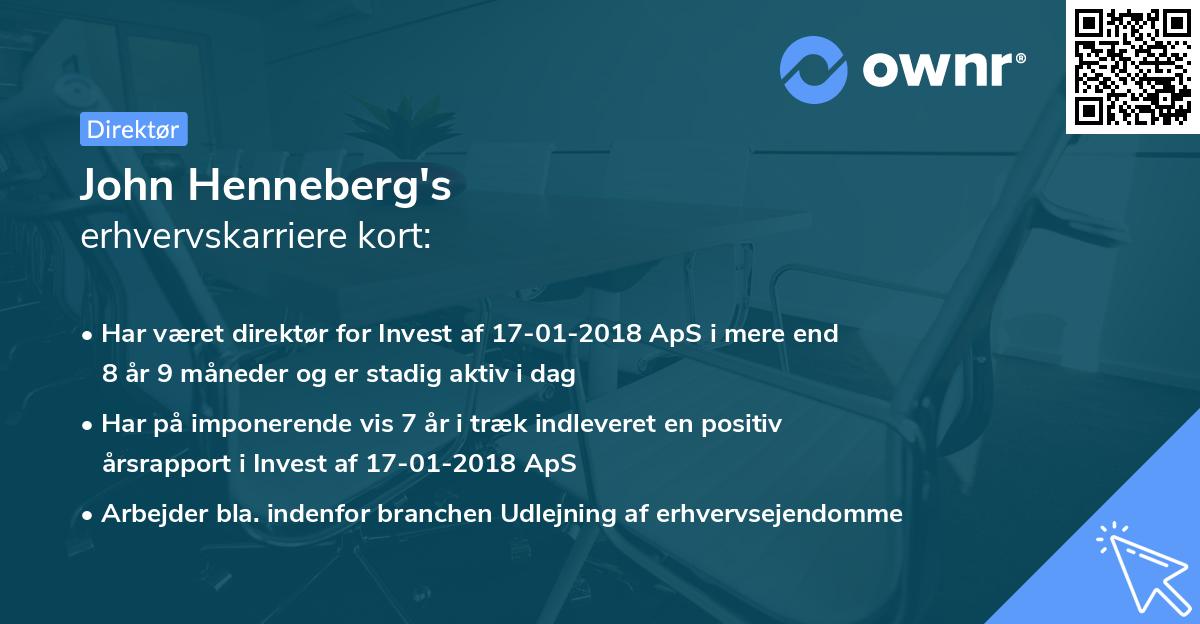 John Henneberg's erhvervskarriere kort