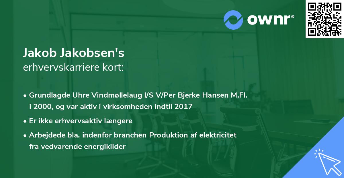 Jakob Jakobsen's erhvervskarriere kort