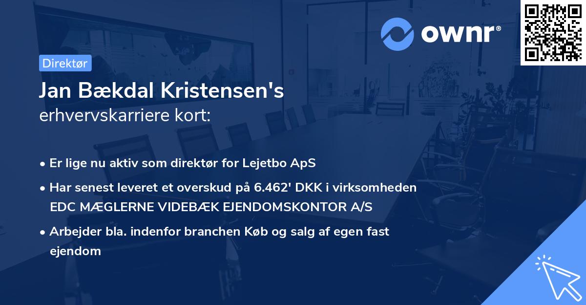 Jan Bækdal Kristensen's erhvervskarriere kort