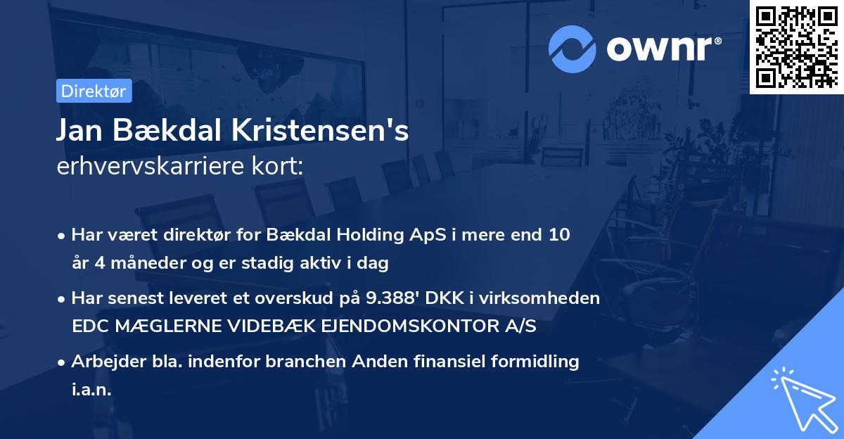 Jan Bækdal Kristensen's erhvervskarriere kort