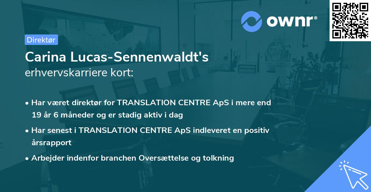 Carina Lucas-Sennenwaldt's erhvervskarriere kort