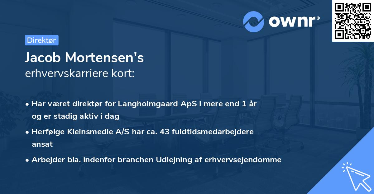 Jacob Mortensen's erhvervskarriere kort
