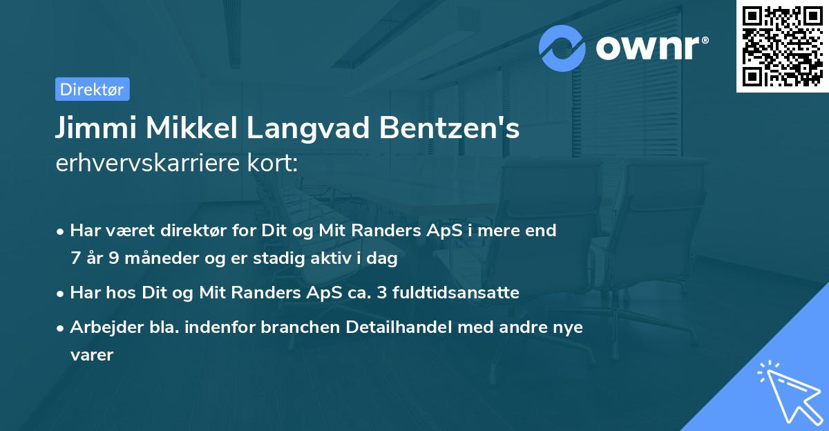 Jimmi Mikkel Langvad Bentzen's erhvervskarriere kort