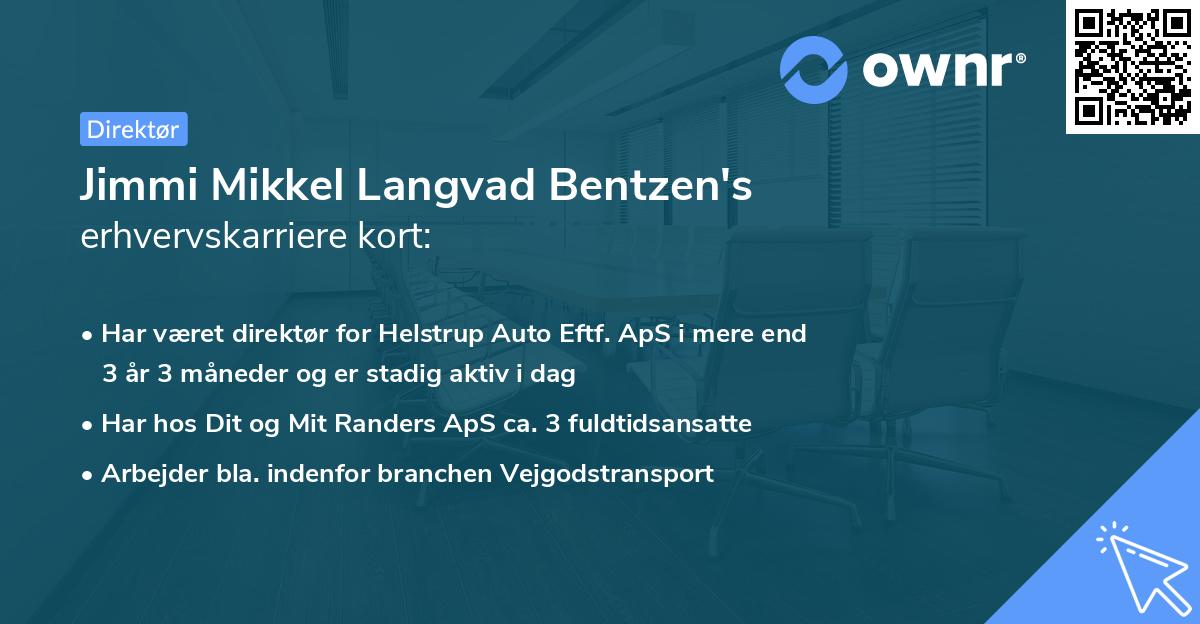 Jimmi Mikkel Langvad Bentzen's erhvervskarriere kort