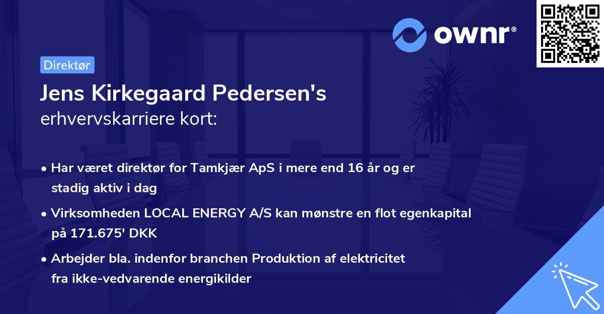 Jens Kirkegaard Pedersen's erhvervskarriere kort