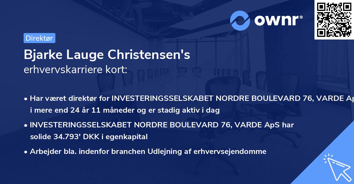 Bjarke Lauge Christensen's erhvervskarriere kort