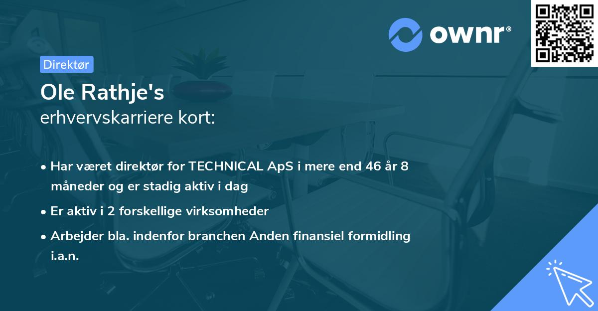 Ole Rathje's erhvervskarriere kort