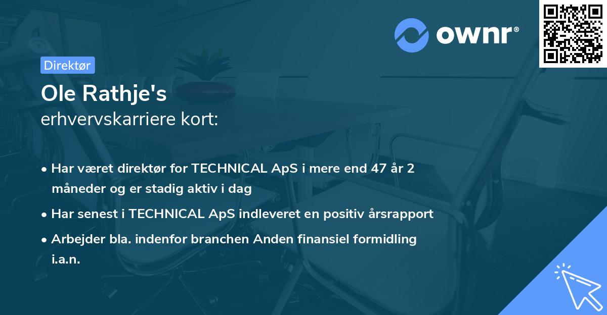 Ole Rathje's erhvervskarriere kort