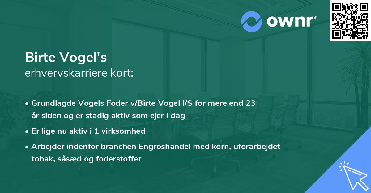 Birte Vogel's erhvervskarriere kort