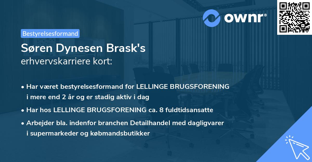 Søren Dynesen Brask's erhvervskarriere kort