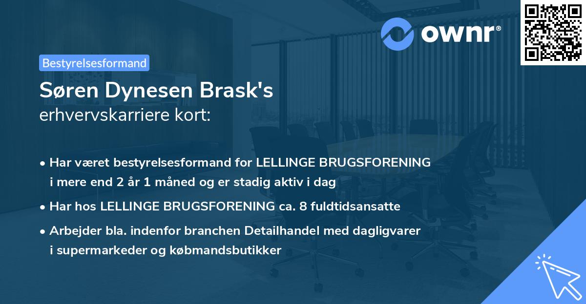Søren Dynesen Brask's erhvervskarriere kort