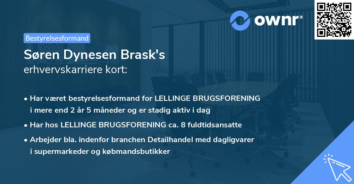 Søren Dynesen Brask's erhvervskarriere kort