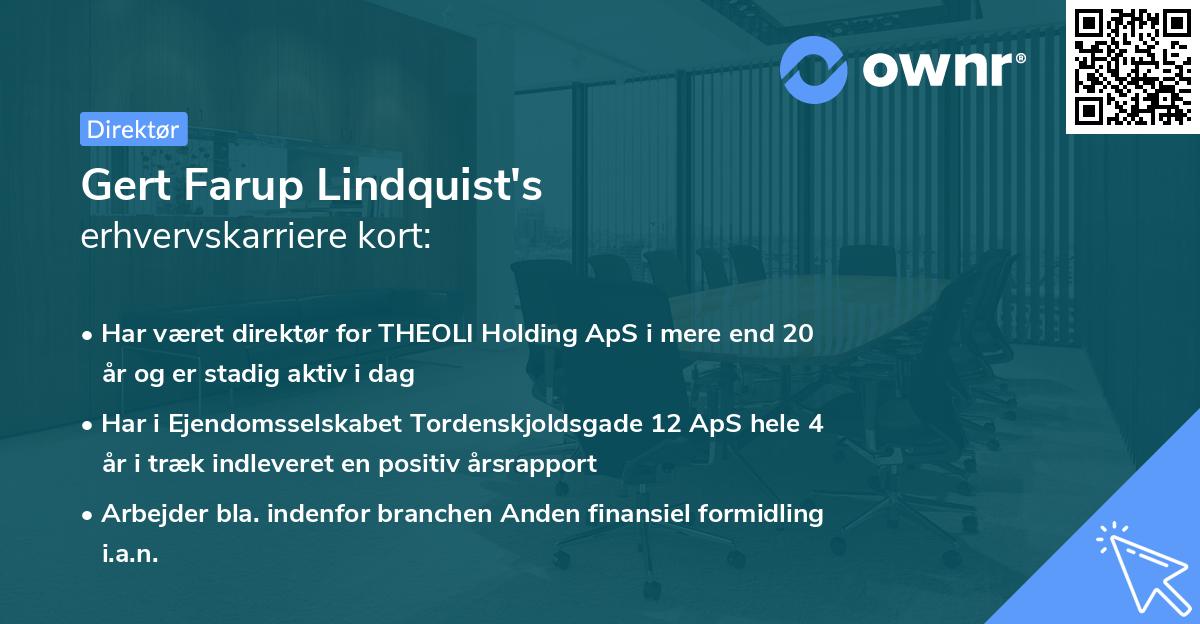 Gert Farup Lindquist's erhvervskarriere kort