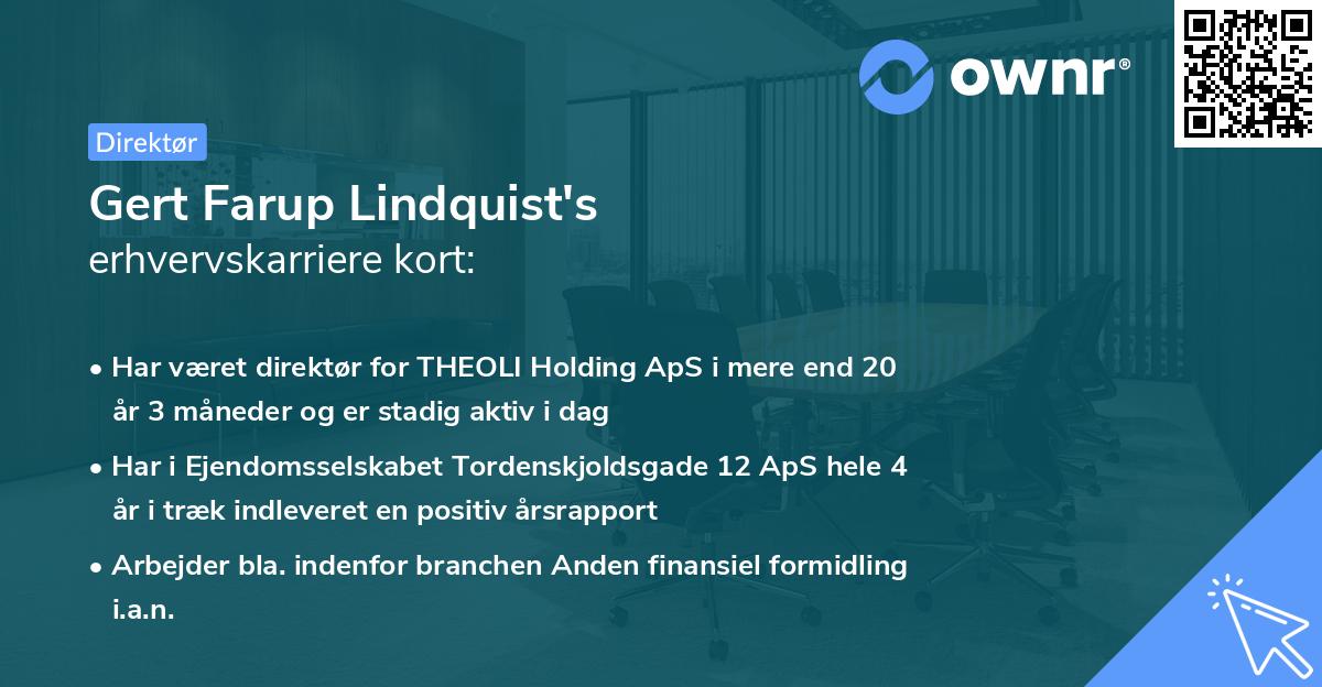 Gert Farup Lindquist's erhvervskarriere kort
