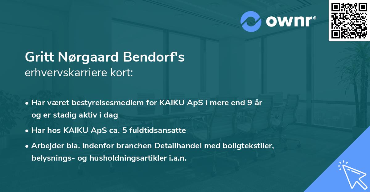 Gritt Nørgaard Bendorf's erhvervskarriere kort