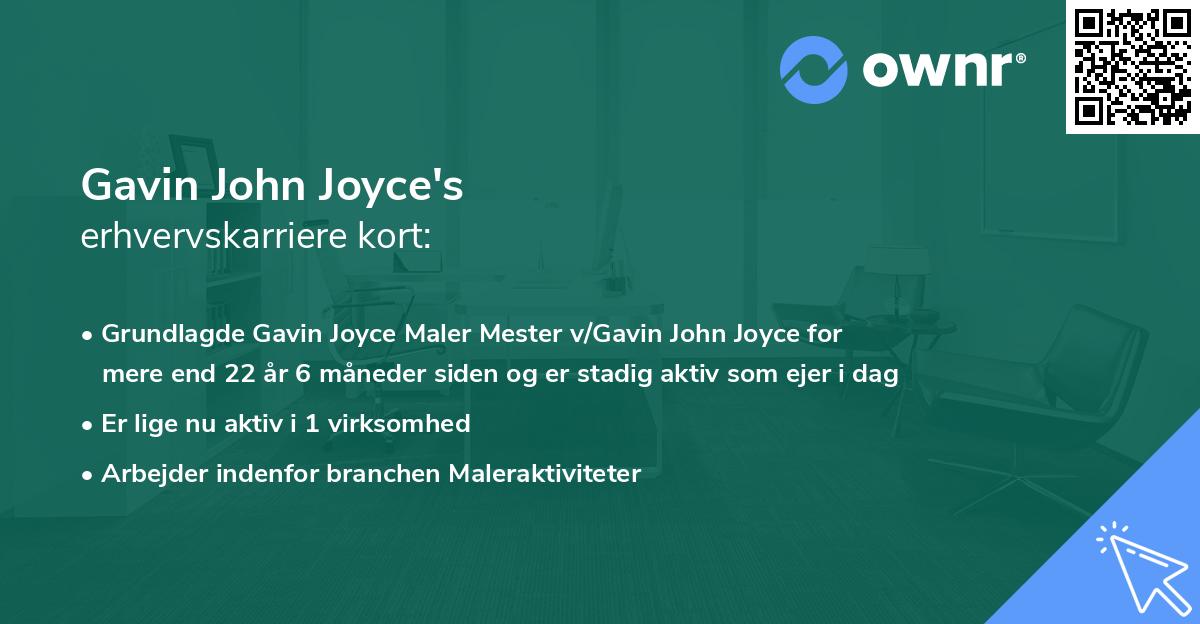 Gavin John Joyce's erhvervskarriere kort