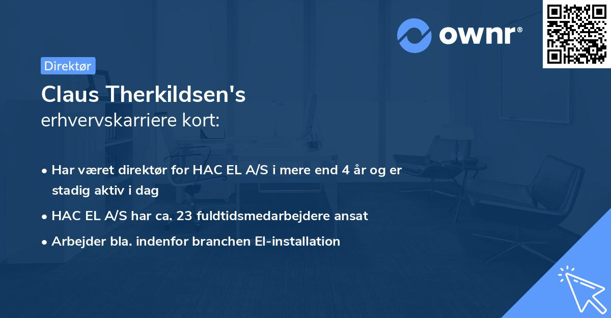 Claus Therkildsen's erhvervskarriere kort