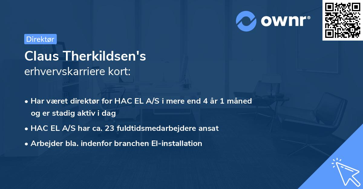 Claus Therkildsen's erhvervskarriere kort