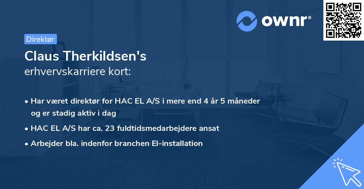 Claus Therkildsen's erhvervskarriere kort