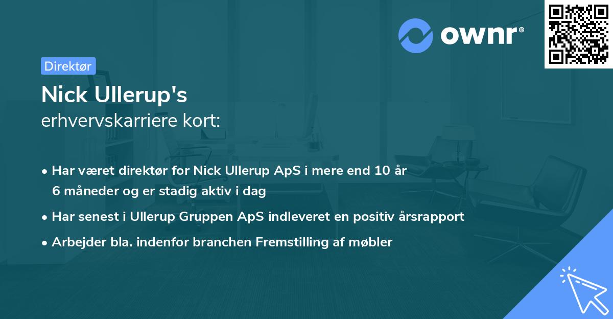 Nick Ullerup's erhvervskarriere kort
