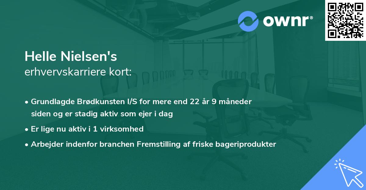Helle Nielsen's erhvervskarriere kort
