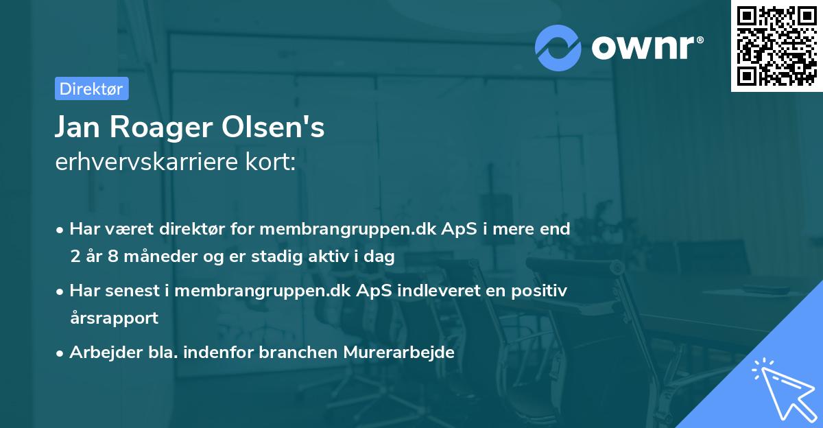 Jan Roager Olsen's erhvervskarriere kort