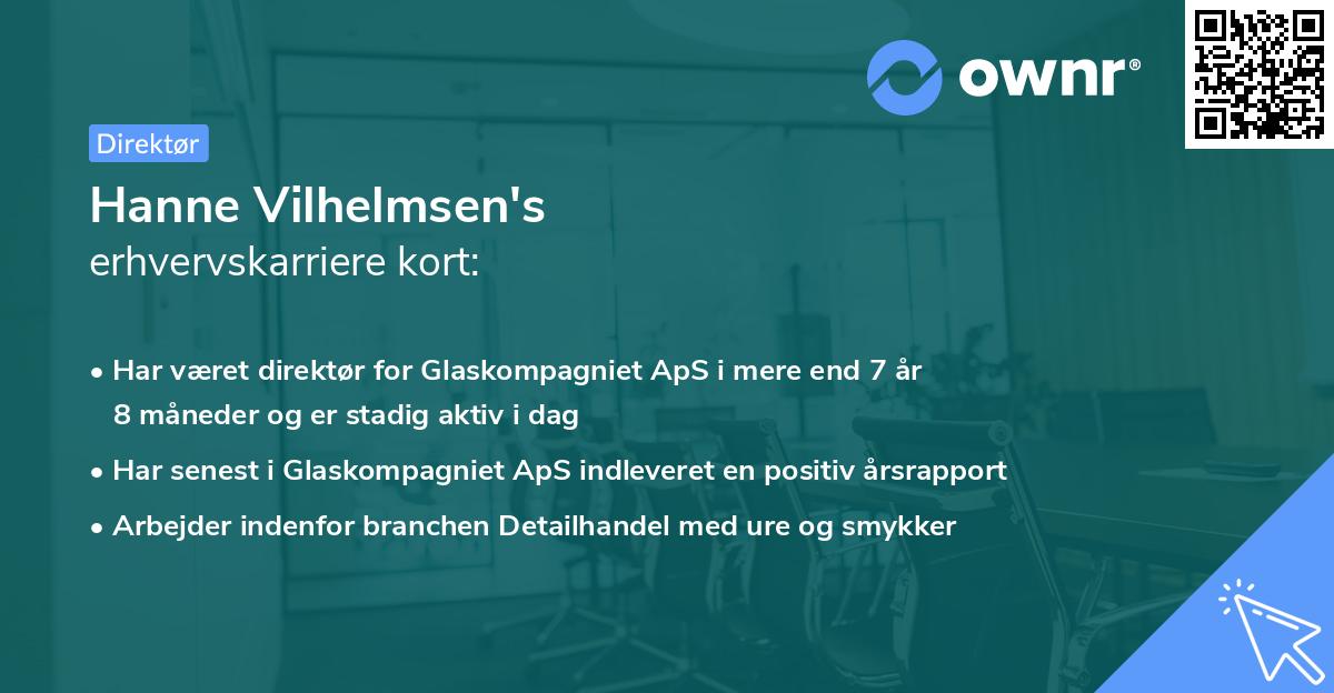 Hanne Vilhelmsen's erhvervskarriere kort