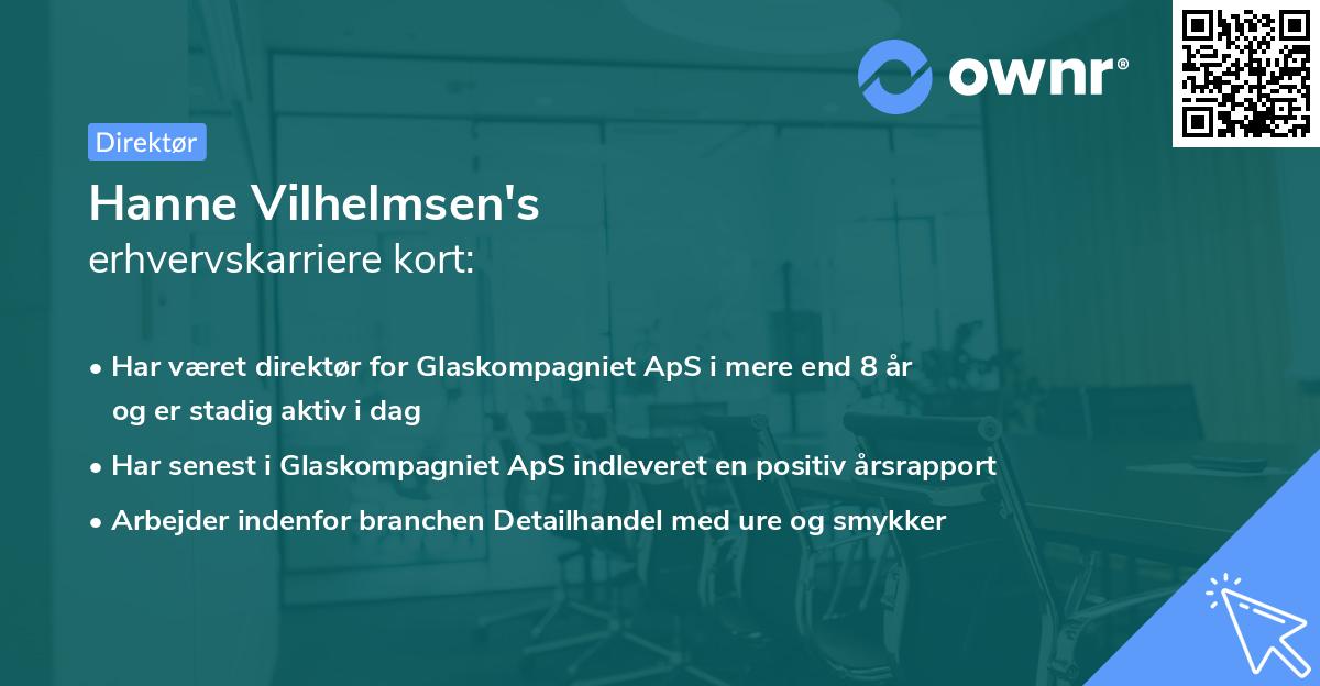 Hanne Vilhelmsen's erhvervskarriere kort