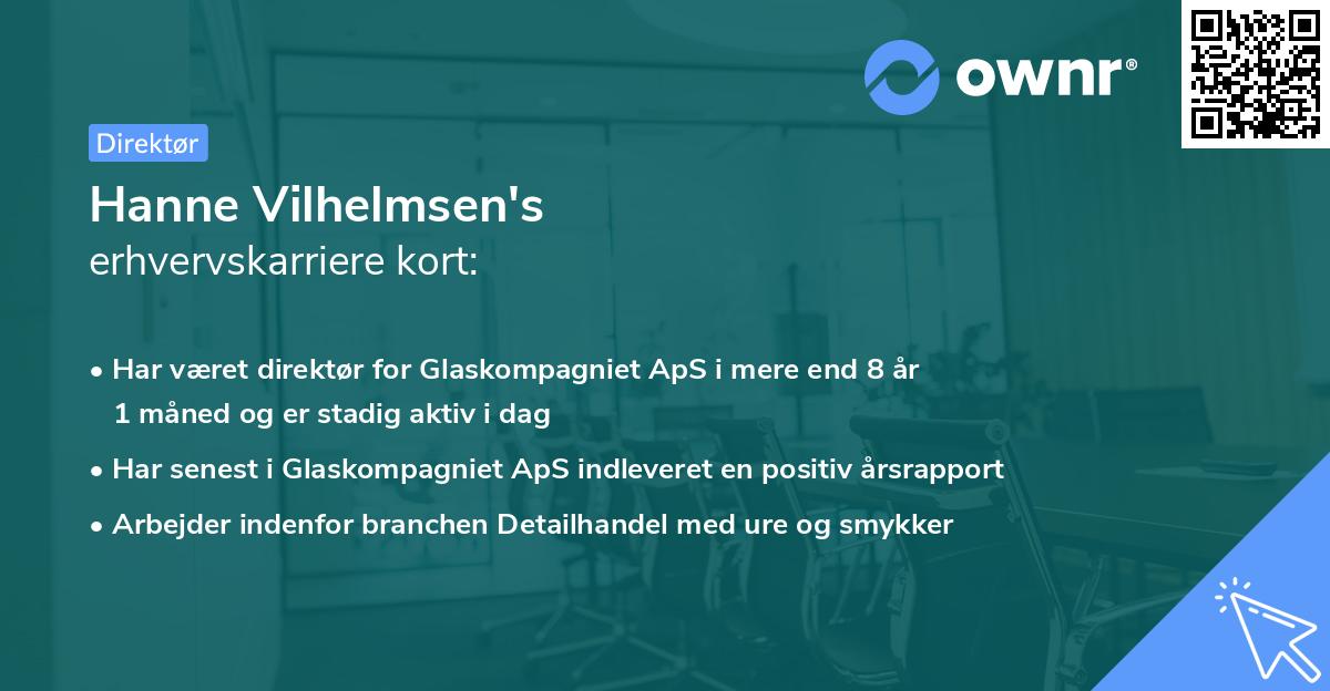 Hanne Vilhelmsen's erhvervskarriere kort