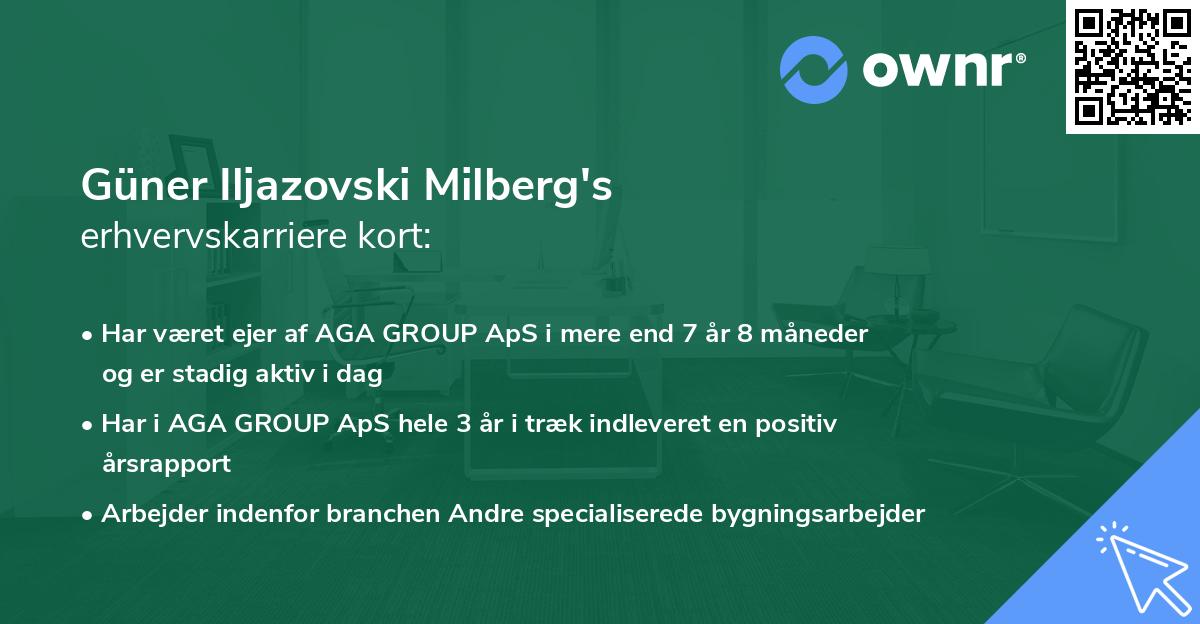 Güner Iljazovski Milberg's erhvervskarriere kort